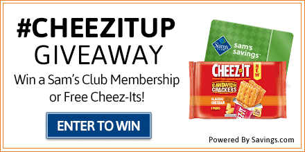 Get entered to win a Sam's Club Membership and tasty Cheez-It Sandwich Cracker snacks during our limited time giveaway!