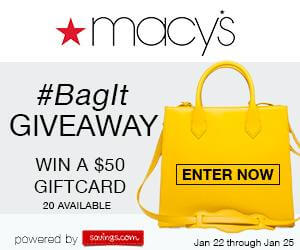 Macy's giveaway, giveaway, win bagit, giftcard, beauty, purse, handbag 