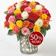 36 Rainbow Sweetheart Rose Bouquet Coupon