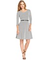 40% off NY Collection Belted Printed A-Line Dress, Now $41.39