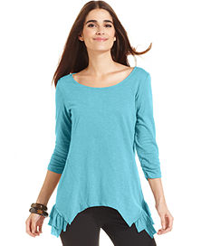 86% off Style&co Three-Quarter-Sleeve Ruffle Hem Top
