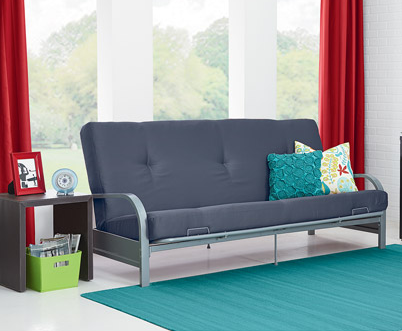 $35 off Mainstays Metal Arm Futon with 6in Mattress in Gray