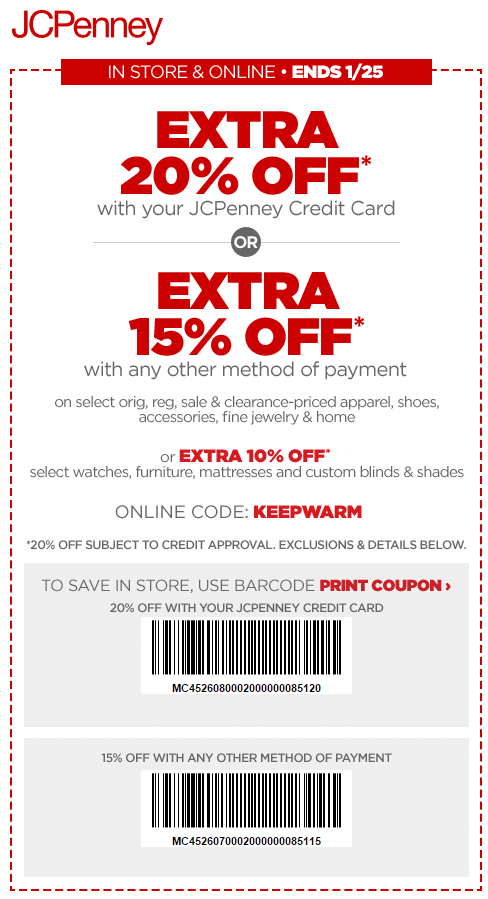 Printable: Extra 20% off All Orders W/ Store Credit Card