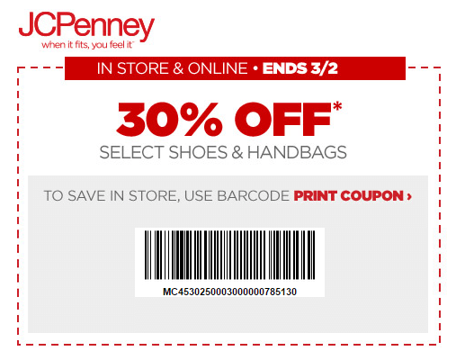 Printable: 30% off Shoes & Handbags Purchase
