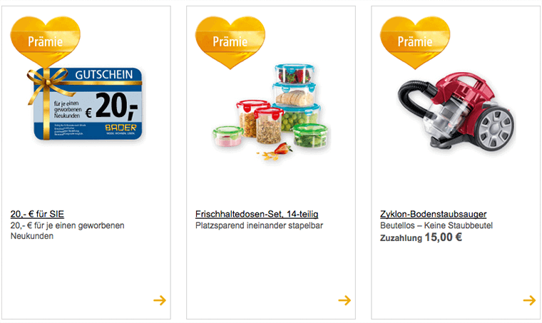 Bader Gutschein und Prämien für Freundschaftswerbung