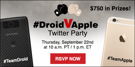 Join the #DroidVApple Twitter Party - $750 in Prizes