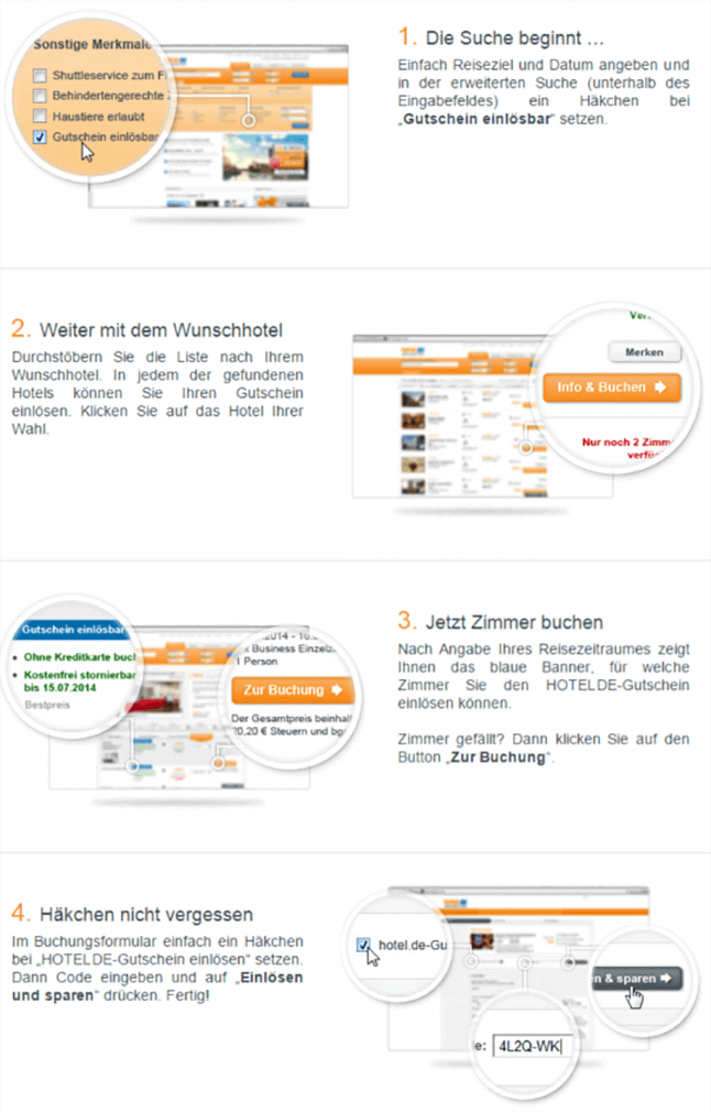 Hotel.de-Gutschein einlösen